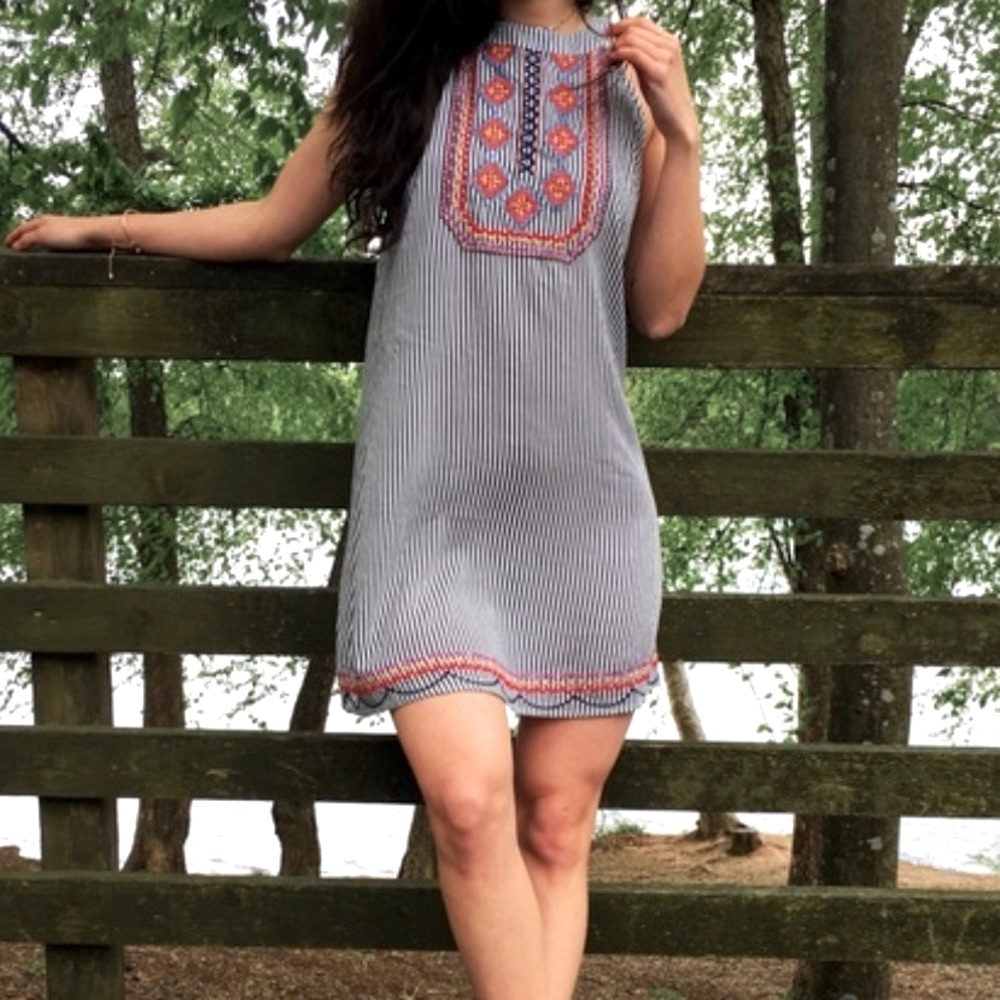 Boho embroidered halter dress